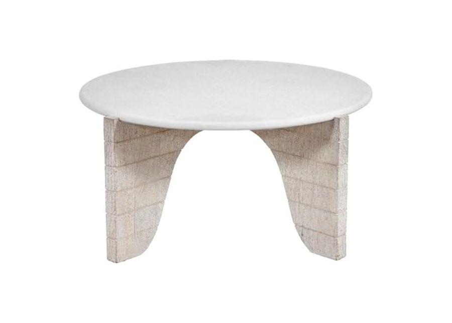 Bali Round Modern Cocktail Table in White Wood