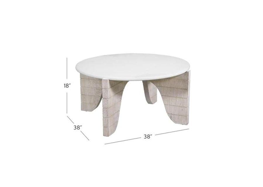 Bali Round Modern Cocktail Table in White Wood