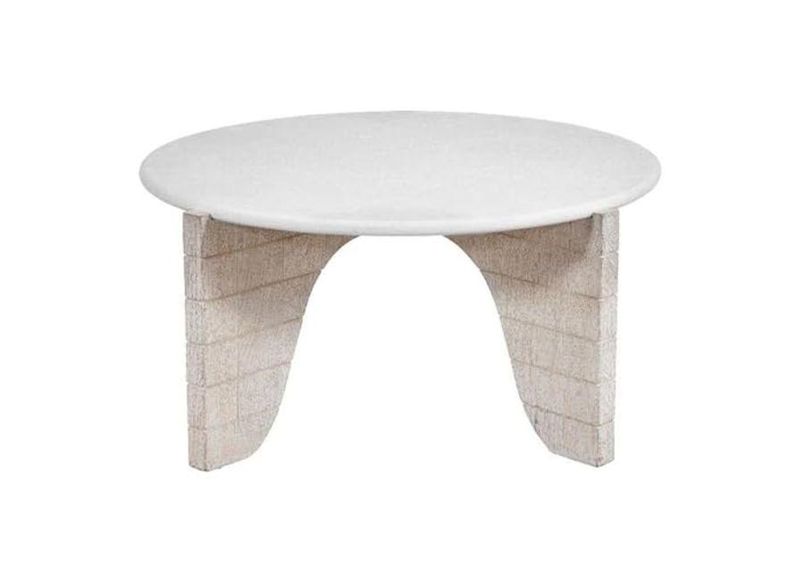 Bali Round Modern Cocktail Table in White Wood