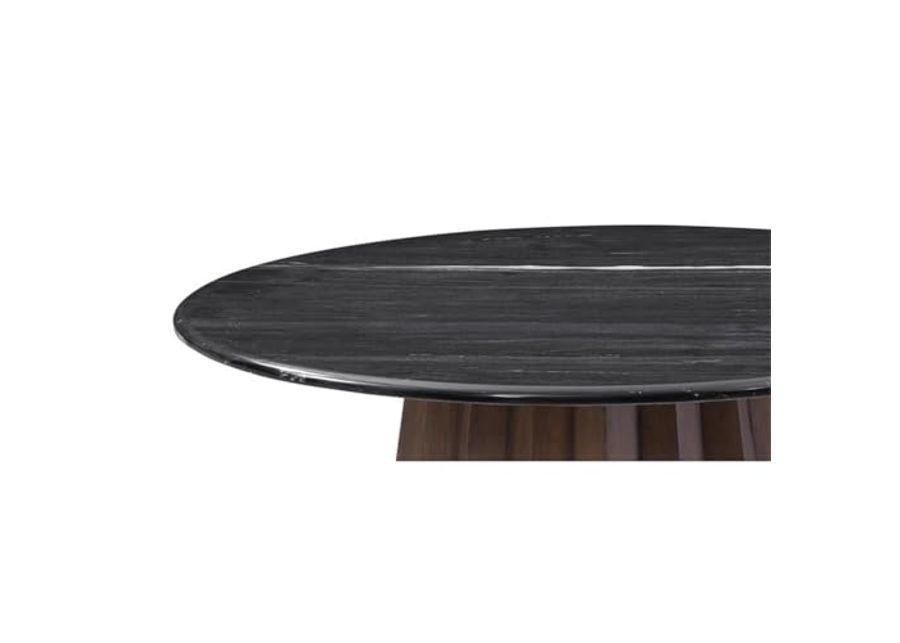 Bassett Mirror Company Jennings Nesting Small Cocktail Table in Modern Black Marble and Natural Wood