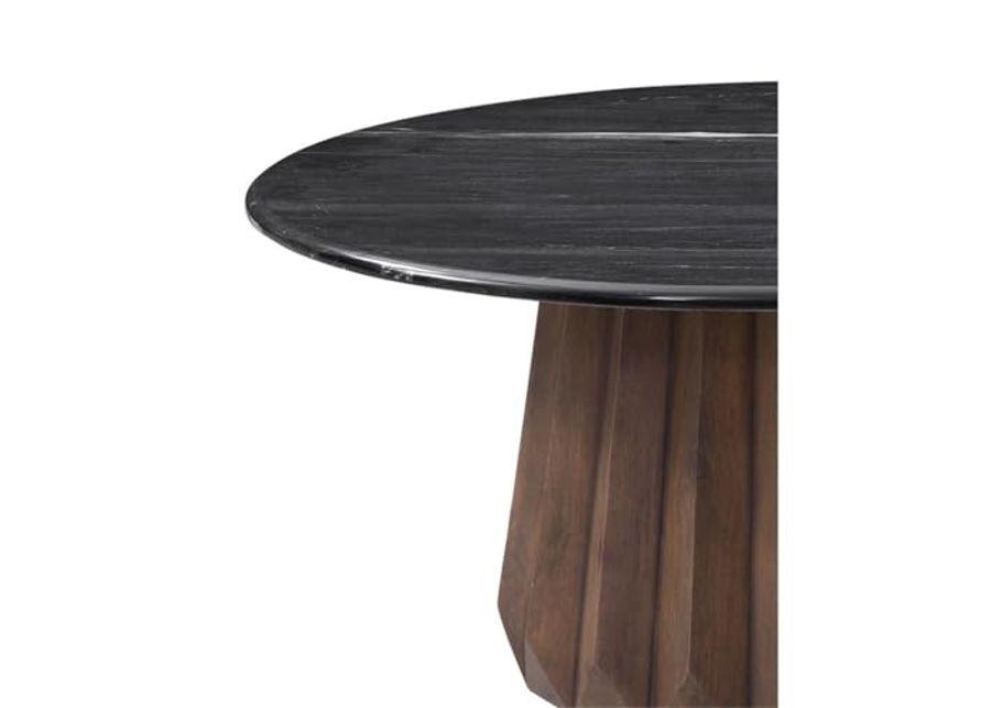 Bassett Mirror Company Jennings Nesting Small Cocktail Table in Modern Black Marble and Natural Wood