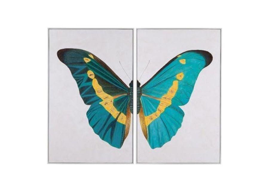 Bassett Mirror Company Butterfly Wings - Modern 2 Piece Set on White Canvas