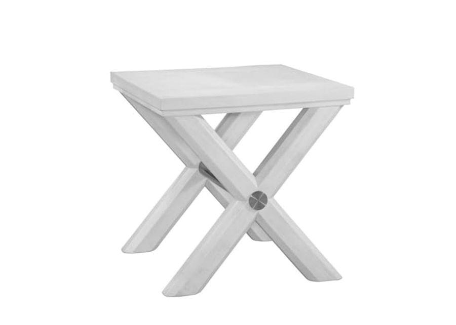 Bassett Mirror Company Nadine White Modern Contemporary Coastal Wood End Table