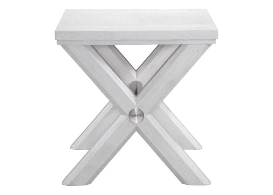 Bassett Mirror Company Nadine White Modern Contemporary Coastal Wood End Table