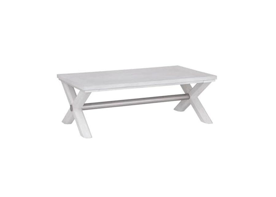 Bassett Mirror Company Nadine Coastal Contemporary Cocktail Table in White Wood