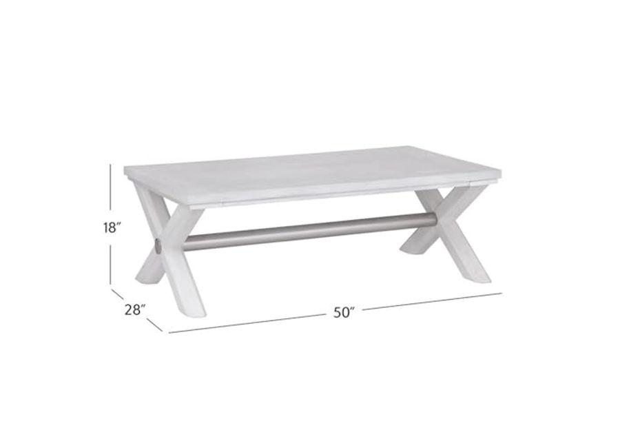 Bassett Mirror Company Nadine Coastal Contemporary Cocktail Table in White Wood