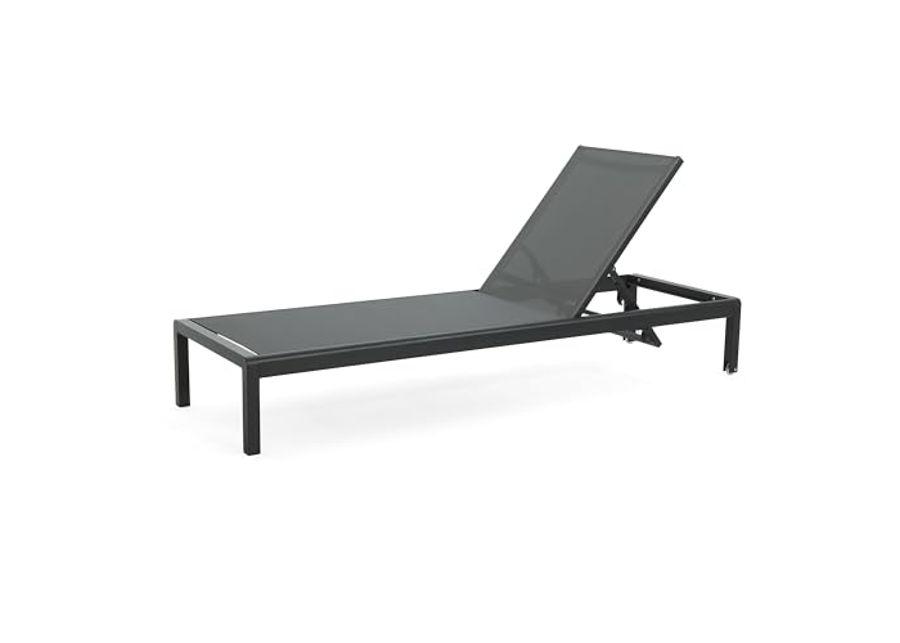 Christopher Knight Home Cape Cora Outdoor Mesh Adjustable Aluminum Chaise Lounge for Pool, Beach, Backyard, Porch, Lawn,Black+Grey