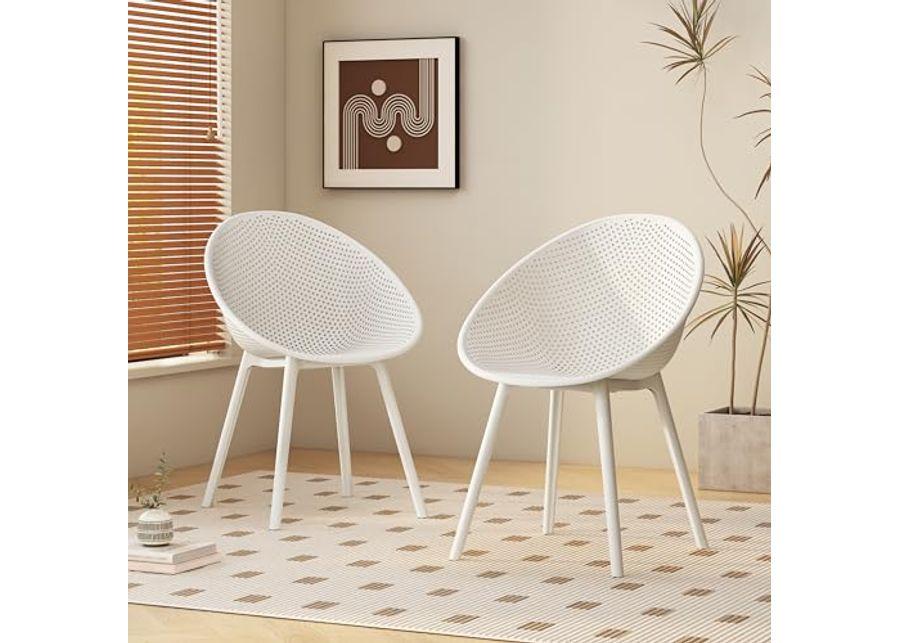 Christopher Knight Home Papave Polypropelene Plastic Dining Chair Bistro Chairs for Patio (Set of 2),White