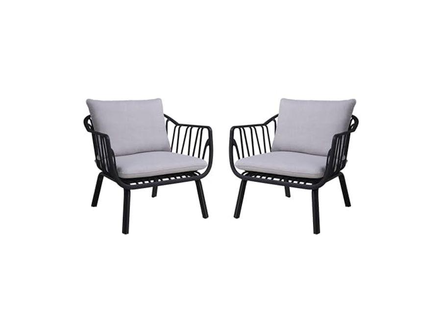 Christopher Knight Home Carli Club Chair, Arm Chairs with Cushions, Modern Outdoor Patio Basket Bucket Seating, Black Basket Weave Bucket Chair Sets for Outdoor Space, Club Chairs Set of 2, Grey