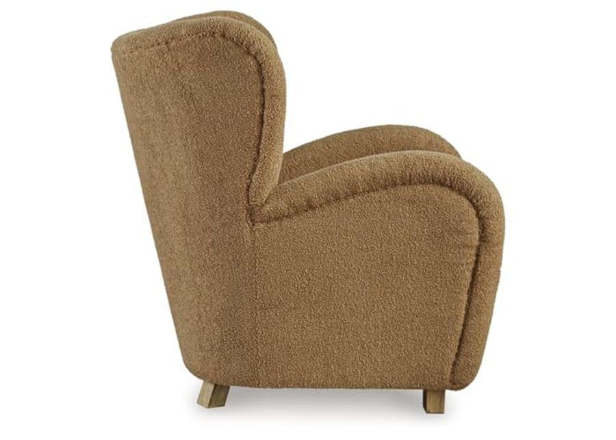 Signature Design by Ashley Larbell Contemporary Faux Shearling Tufted Upholstered Accent Chair with Wingback, Light Brown