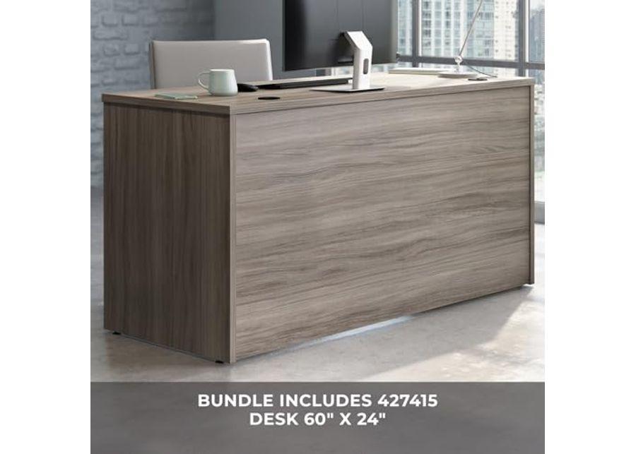 OfficeWorks by Sauder Affirm 60" Desk & 60" Hutch, Hudson Elm Finish