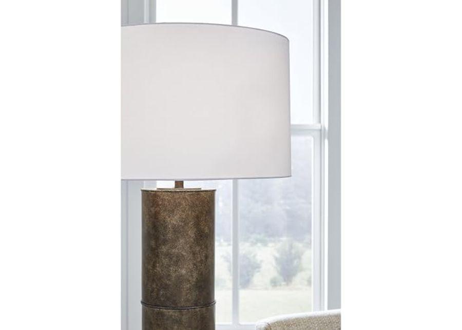 Signature Design by Ashley Jebson Contemporary Metal Floor Lamp with 3-Way Switch, Dark Brown & White