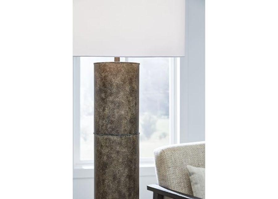 Signature Design by Ashley Jebson Contemporary Metal Floor Lamp with 3-Way Switch, Dark Brown & White