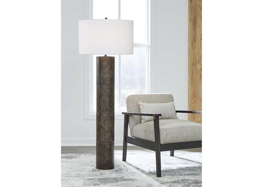 Signature Design by Ashley Jebson Contemporary Metal Floor Lamp with 3-Way Switch, Dark Brown & White