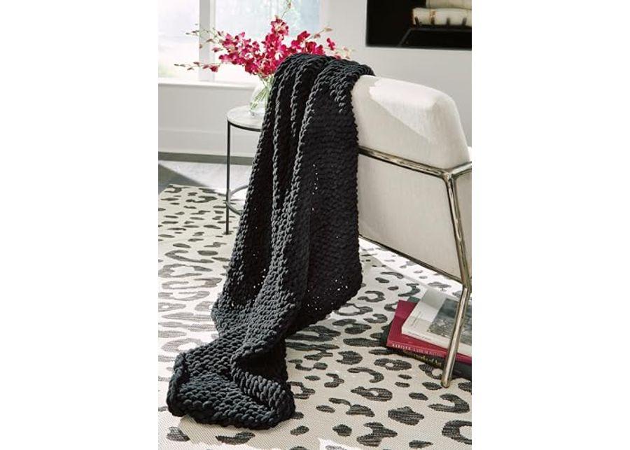 Signature Design by Ashley Chaddon Contemporary Hand Knitted Throw, Black