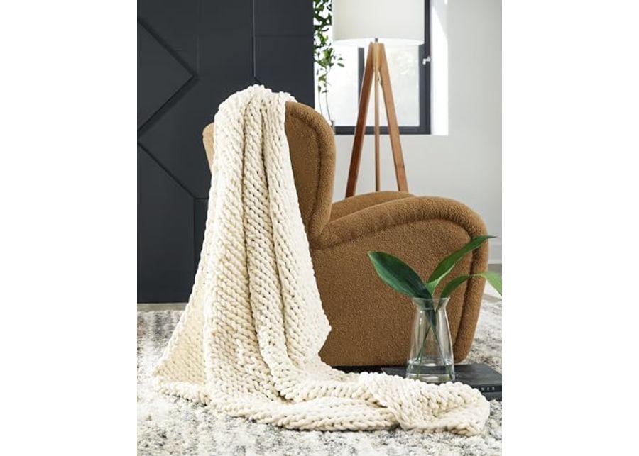 Signature Design by Ashley Chaddon Coastal Hand Knitted Throw, Beige