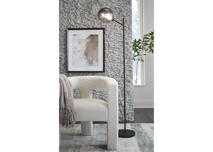 Signature Design by Ashley Abanson Modern Metal Floor Lamp with Glass Shade and On-Off Foot Switch, Black & Gray