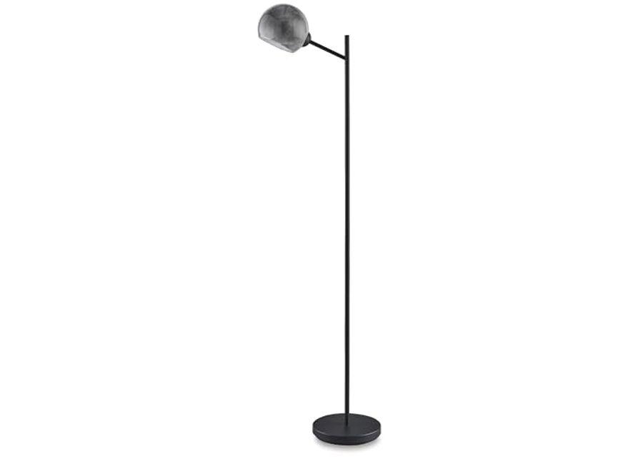 Signature Design by Ashley Abanson Modern Metal Floor Lamp with Glass Shade and On-Off Foot Switch, Black & Gray