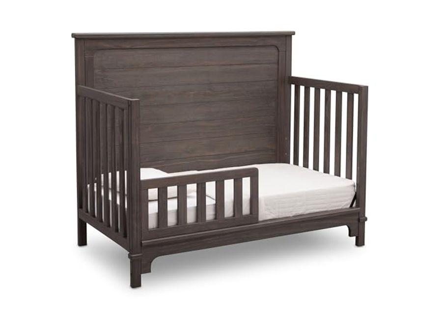 Delta Children Simmons Kids Slumbertime Monterey 4-in-1 Convertible Crib, Rustic Grey + Simmons Kids Quiet Nights Breathable Baby Bed Crib Mattress with Removable/Machine Washable Cover (Bundle)