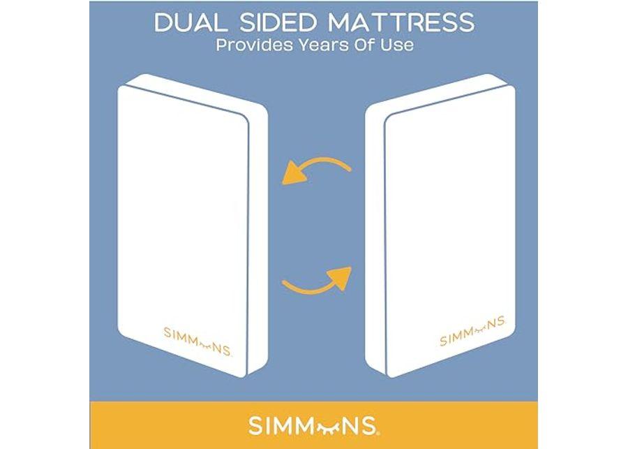 Delta Children Simmons Kids Slumbertime Monterey 4-in-1 Convertible Crib, Rustic Grey + Simmons Kids Quiet Nights Breathable Baby Bed Crib Mattress with Removable/Machine Washable Cover (Bundle)