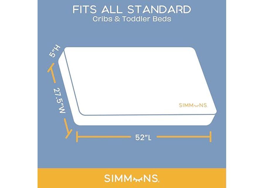 Delta Children Simmons Kids Slumbertime Monterey 4-in-1 Convertible Crib, Rustic Grey + Simmons Kids Quiet Nights Breathable Baby Bed Crib Mattress with Removable/Machine Washable Cover (Bundle)