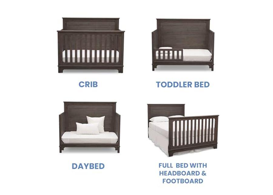 Delta Children Simmons Kids Slumbertime Monterey 4-in-1 Convertible Crib, Rustic Grey + Simmons Kids Quiet Nights Breathable Baby Bed Crib Mattress with Removable/Machine Washable Cover (Bundle)