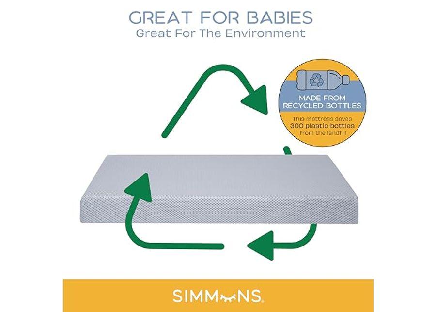 Delta Children Simmons Kids Slumbertime Monterey 4-in-1 Convertible Crib, Rustic Grey + Simmons Kids Quiet Nights Breathable Baby Bed Crib Mattress with Removable/Machine Washable Cover (Bundle)