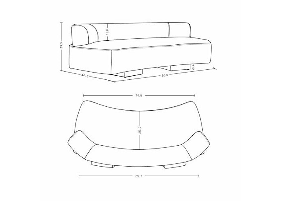 Manhattan Comfort Modern Verandah Chenille 90.6" Sofa, Cream