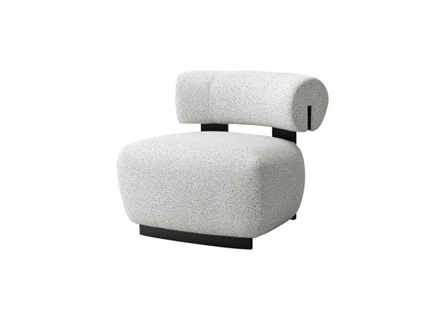 Manhattan Comfort Modern Bartow Woven Fabric Accent Chair, Ivory and Black - Set of 2