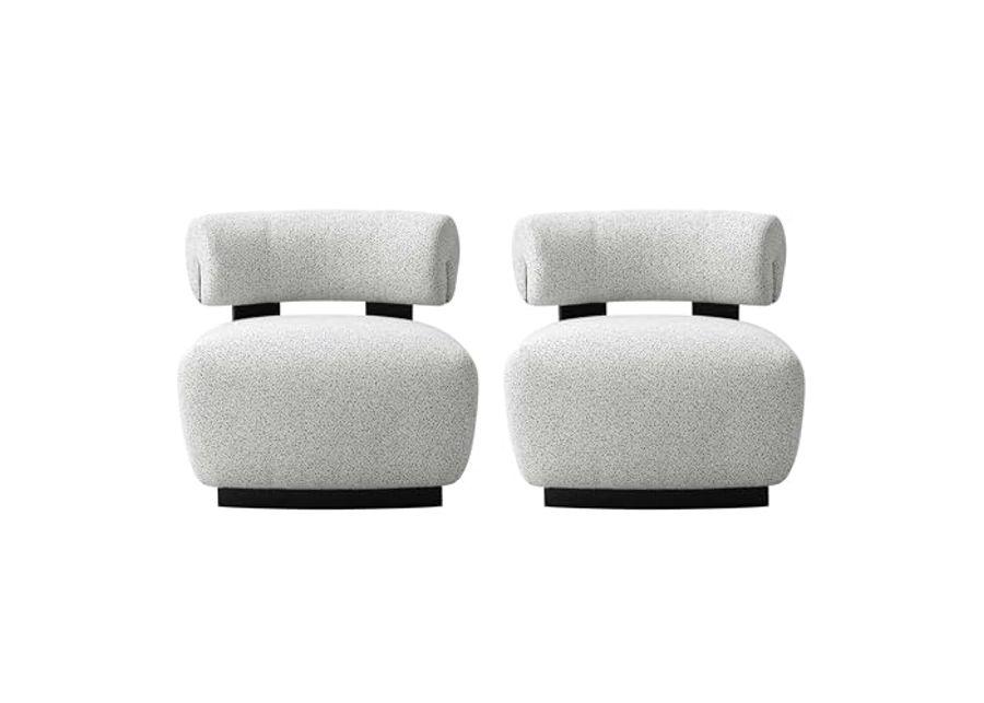 Manhattan Comfort Modern Bartow Woven Fabric Accent Chair, Ivory and Black - Set of 2