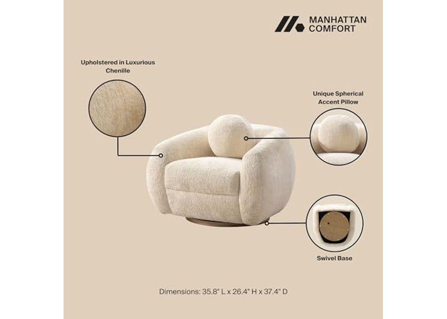 Manhattan Comfort Modern Tribeca Chenille Accent Chair, Cream