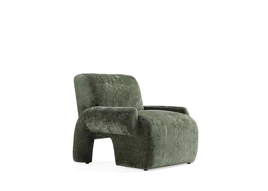 Manhattan Comfort 3- Piece Modern Verandah Chenille 112" Sofa and 2 Accent Chairs, Olive Green