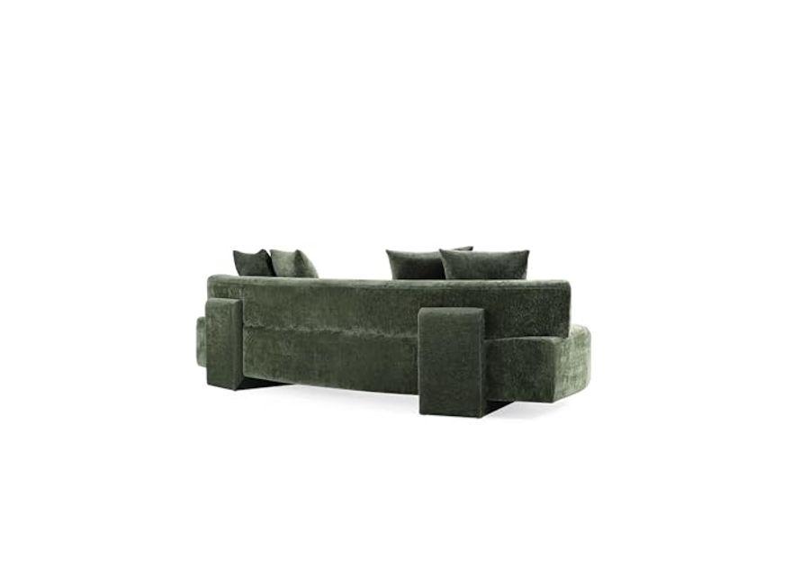 Manhattan Comfort 3- Piece Modern Verandah Chenille 112" Sofa and 2 Accent Chairs, Olive Green