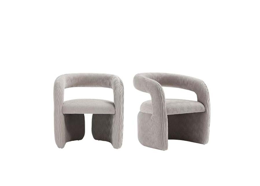 Manhattan Comfort Modern Corvette Velvet Accent Chair, Dove - Set of 2