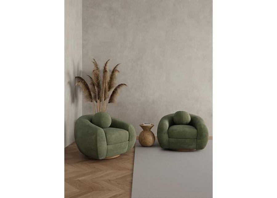 Manhattan Comfort Modern Tribeca Chenille Accent Chair, Olive Green - Set of 2