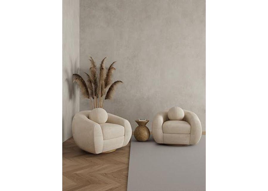 Manhattan Comfort Modern Tribeca Chenille Accent Chair, Cream - Set of 2