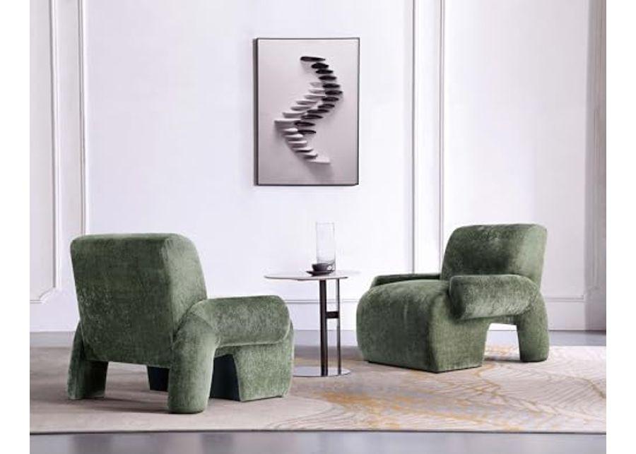 Manhattan Comfort Modern Verandah Chenille Accent Chair, Olive Green - Set of 2