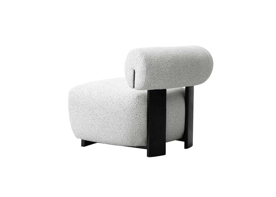 Manhattan Comfort Modern Bartow Woven Fabric Accent Chair, Ivory and Black