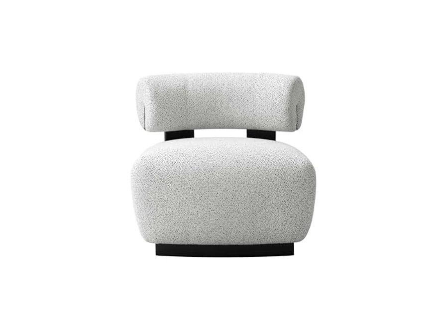 Manhattan Comfort Modern Bartow Woven Fabric Accent Chair, Ivory and Black