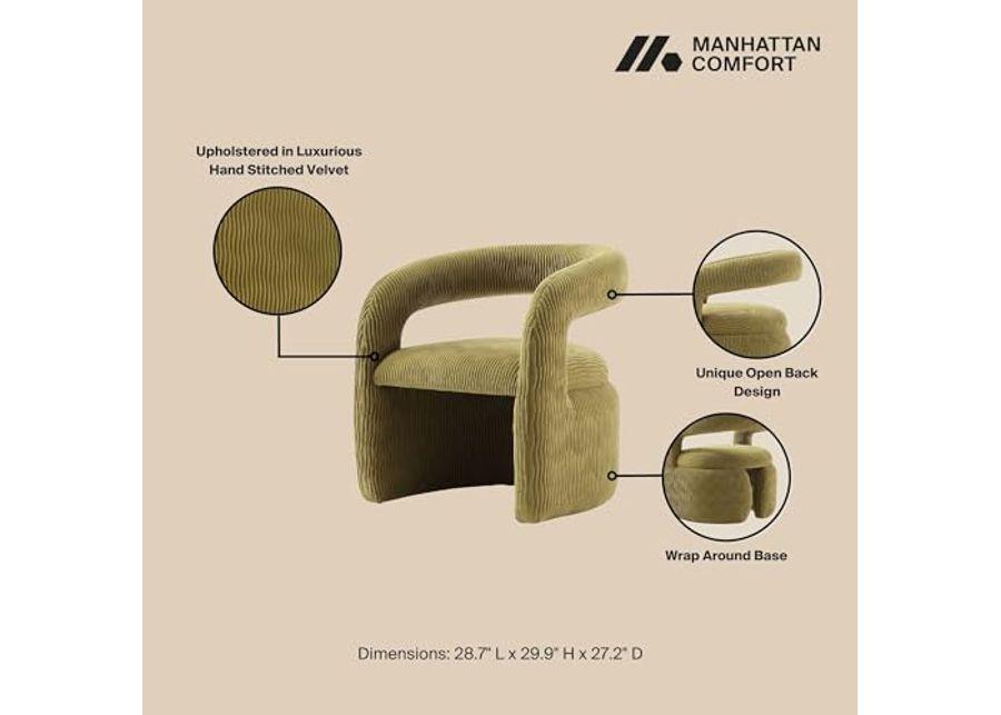 Manhattan Comfort Modern Corvette Velvet Accent Chair, Olive Green