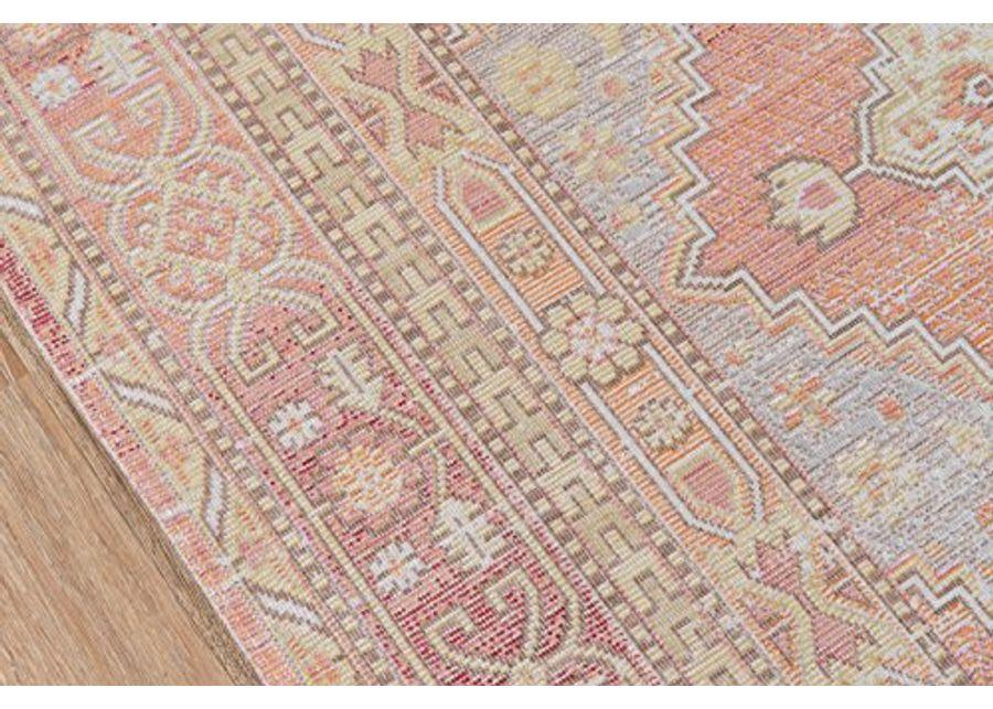 Bundle of Momeni Isabella Traditional Geometric Pink Flat Weave Area Rug 5 X 8 and 2 X 3