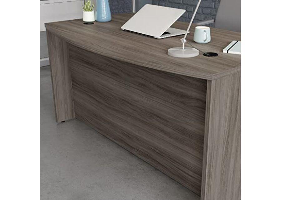 OfficeWorks by Sauder 60" x 35" Bowfront Desk with Lateral File, Hudson Elm Finish