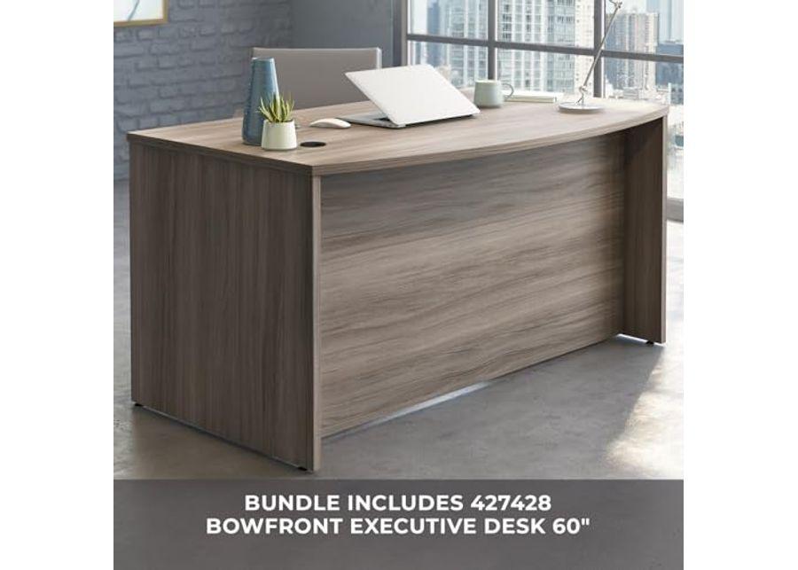 OfficeWorks by Sauder 60" x 35" Bowfront Desk with Lateral File, Hudson Elm Finish