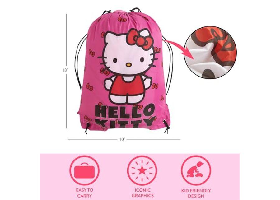 Sanrio Hello Kitty 2 Piece Slumber Set with Sling Bag and Sleeping Bag with Zip Around Closure, 54"x30"