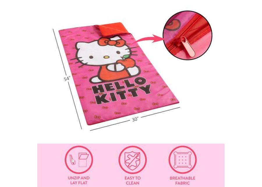 Sanrio Hello Kitty 2 Piece Slumber Set with Sling Bag and Sleeping Bag with Zip Around Closure, 54"x30"