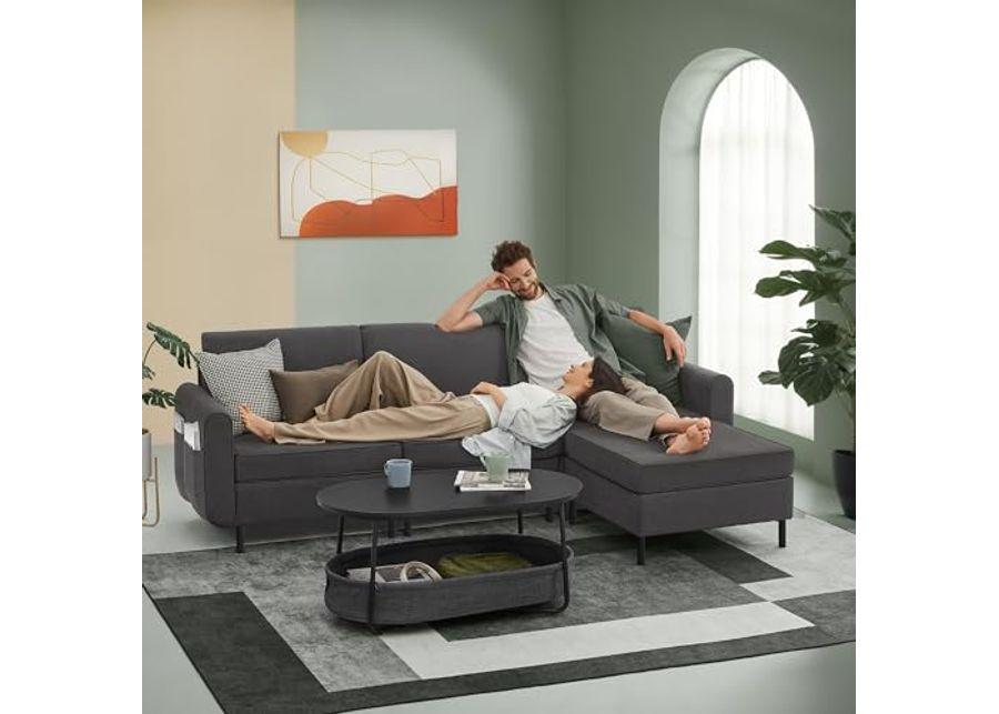 SONGMICS HOME COMBIE Collection - Modular Sectional Sofa, Convertible L-Shaped Couch, 4-Seat, with Ottoman, Deep Seat, Tall Legs, Modern Style, for Living Room, Slate Gray ULCS062G01