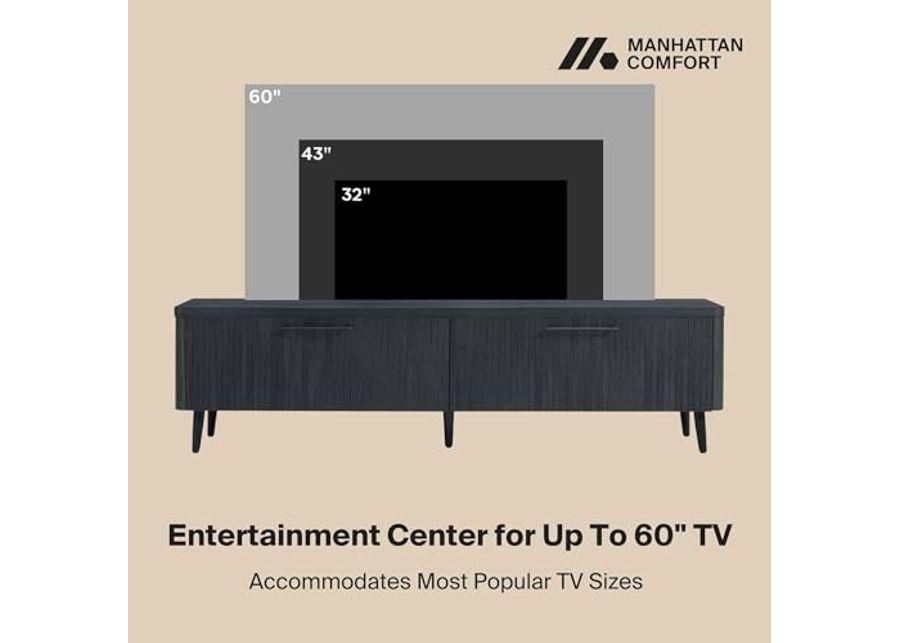 Manhattan Comfort Mid Century- Modern Jodie 68.9" TV Stand in Charcoal Grey