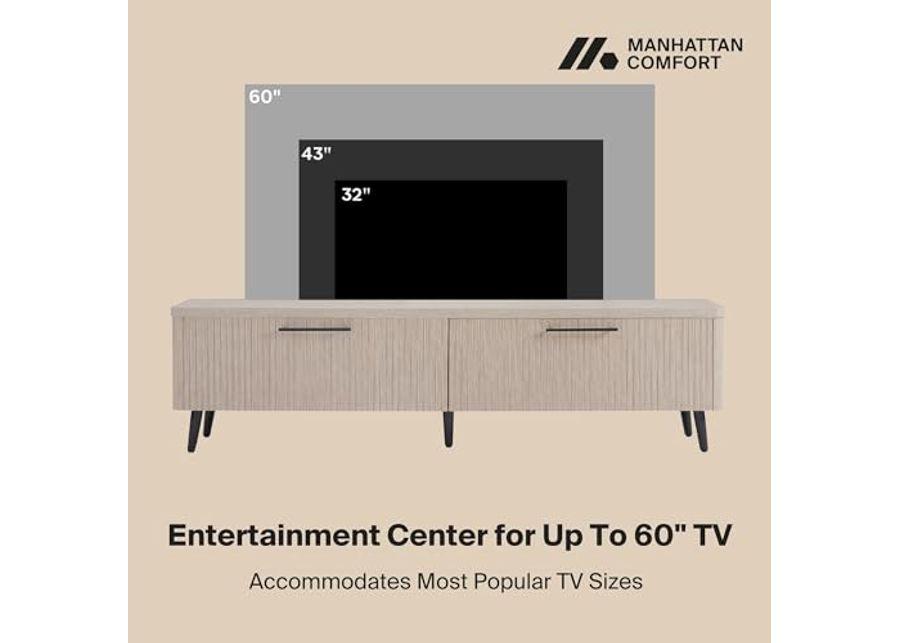 Manhattan Comfort Mid Century- Modern Jodie 68.9" TV Stand in Whitewashed Oak