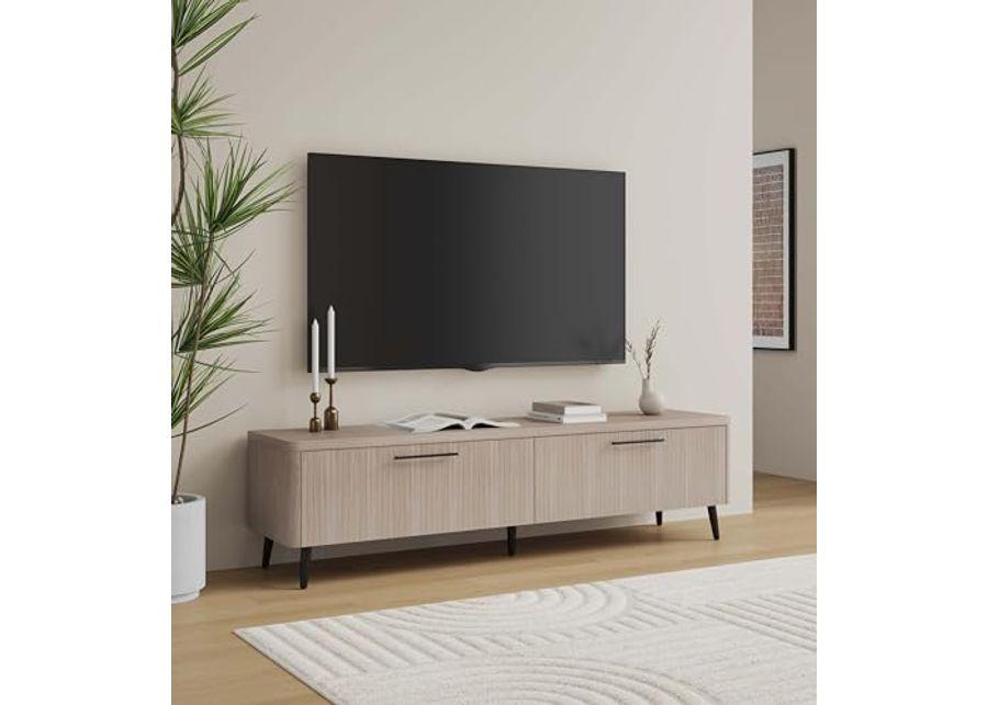 Manhattan Comfort Mid Century- Modern Jodie 68.9" TV Stand in Whitewashed Oak