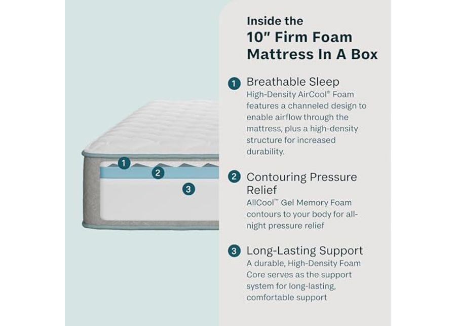 Beauty Sleep Midnight Slumber Firm 10" Full Foam Mattress in a Box, Cooling, Breathable, and Pressure Relieving - 100 Night Trial, CertiPUR-US Certified and 10 Year Limited Warranty